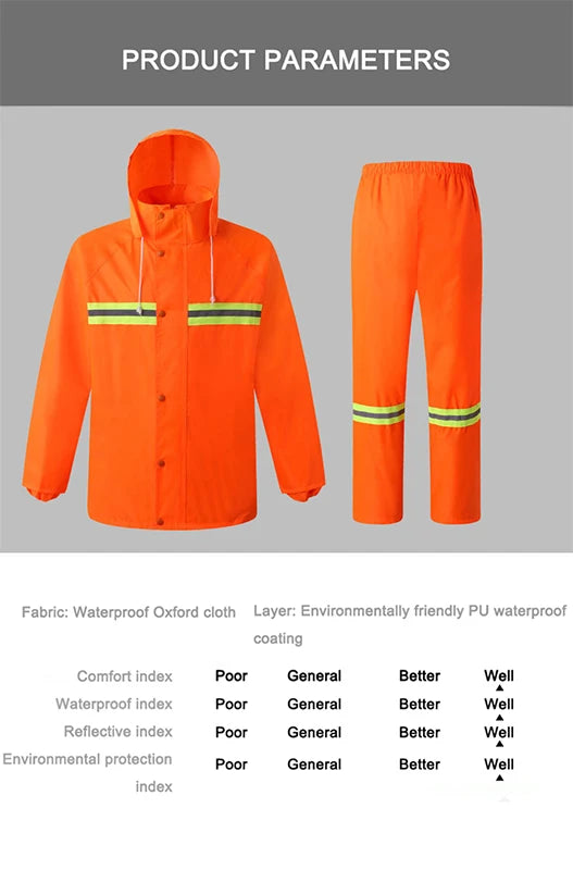 Reflective Fluorescent Waterproof Raincoat