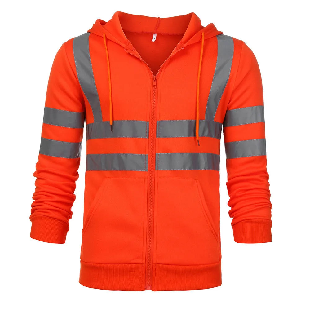 Hi-Vis Reflective Hoodie Sweatshirt Pullover Safety Workwear