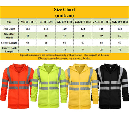 Hi-Vis Reflective Hoodie Sweatshirt Pullover Safety Workwear