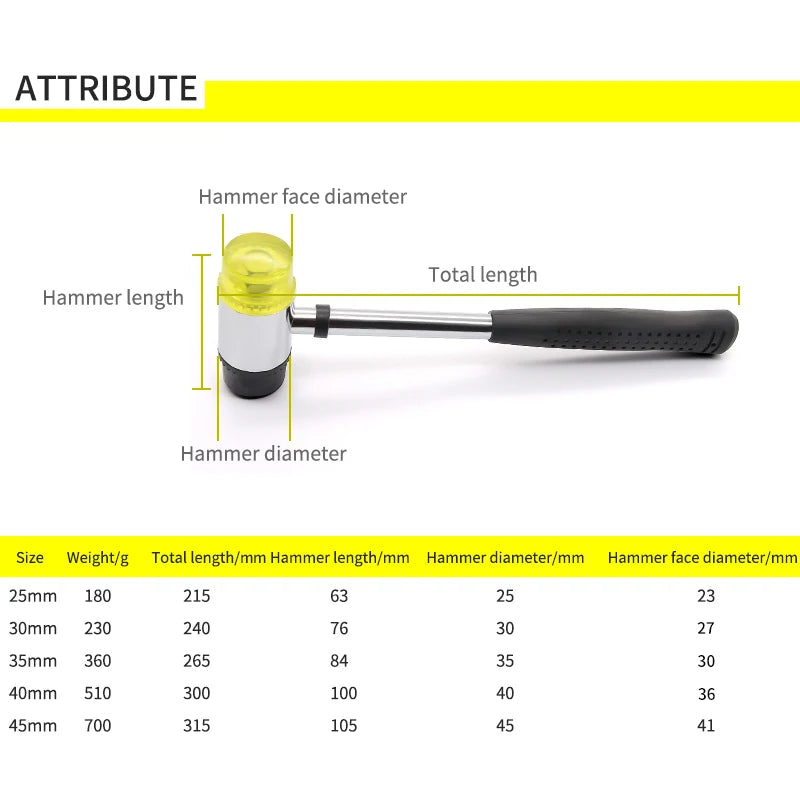 Multifunctional Double Face Rubber Hammer