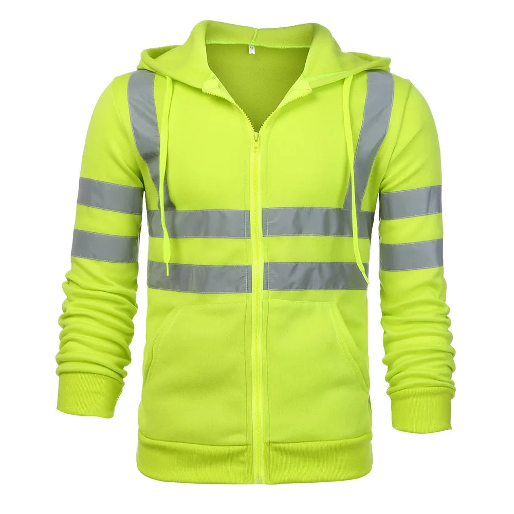 Hi-Vis Reflective Hoodie Sweatshirt Pullover Safety Workwear