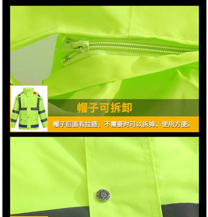 Reflective Fluorescent Green Raincoat Pants Set