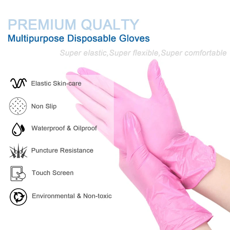 Durable Pink Nitrile Gloves