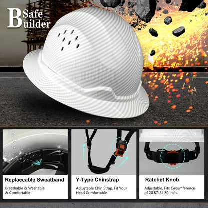 Sunshield Full Brim Hard Hat - ANSI Approved Carbon Fiber Safety