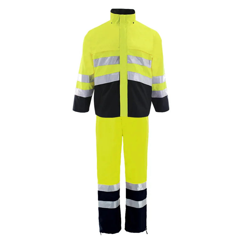 High Visibility Reflective Raincoat and Pants Waterproof Safety Workwear