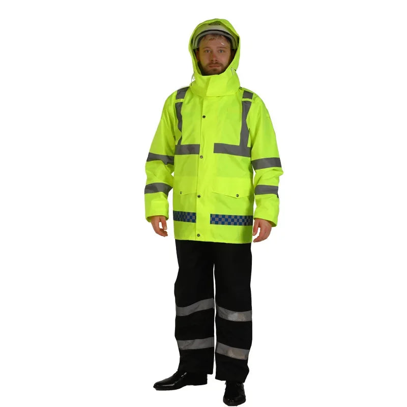 Reflective Fluorescent Green Raincoat Pants Set