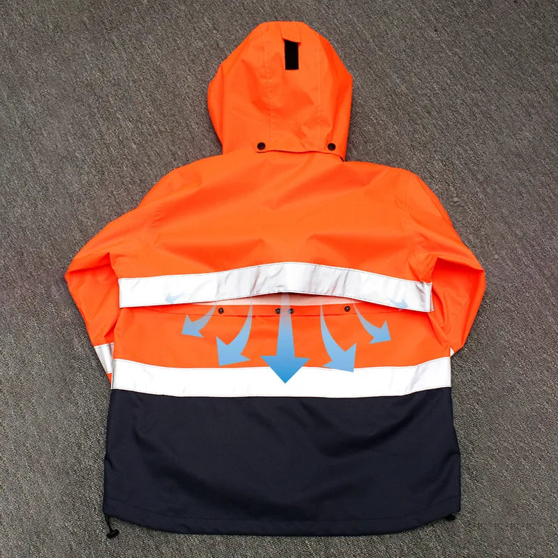 High Visibility Reflective Raincoat and Pants Waterproof Safety Workwear