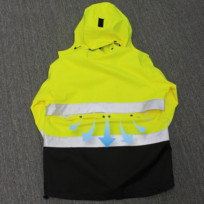 High Visibility Reflective Raincoat and Pants Waterproof Safety Workwear