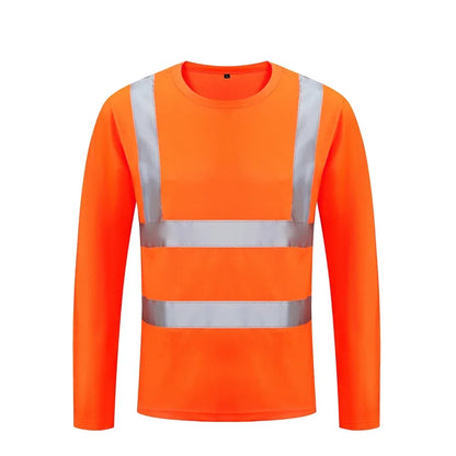 High Visibility Fluorescent Yellow Reflective Safety Long Sleeve Shirt