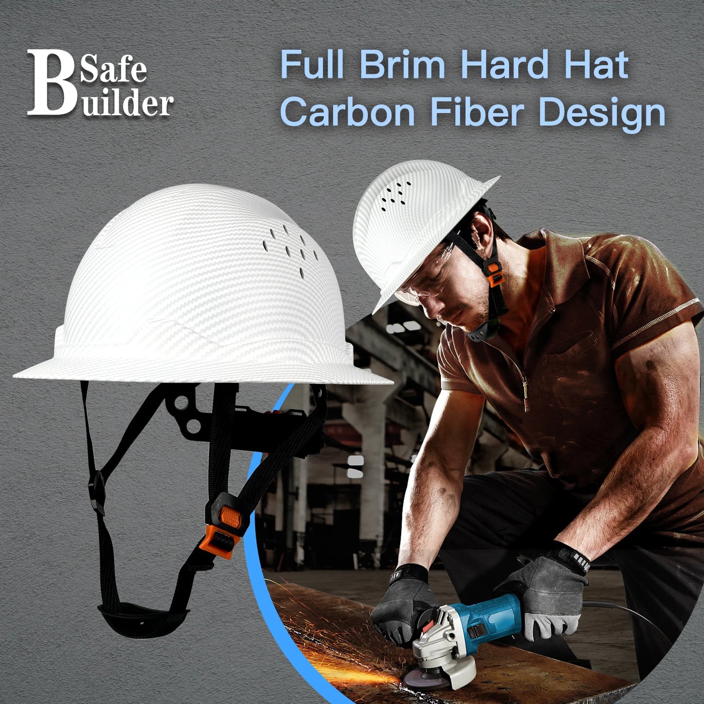 Sunshield Full Brim Hard Hat - ANSI Approved Carbon Fiber Safety