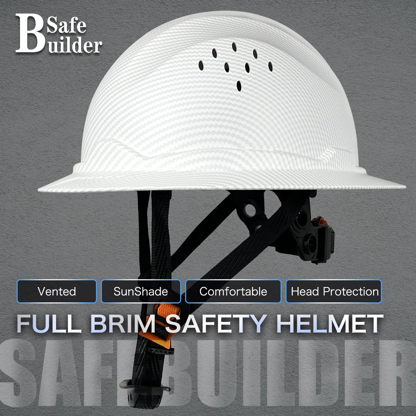 Sunshield Full Brim Hard Hat - ANSI Approved Carbon Fiber Safety