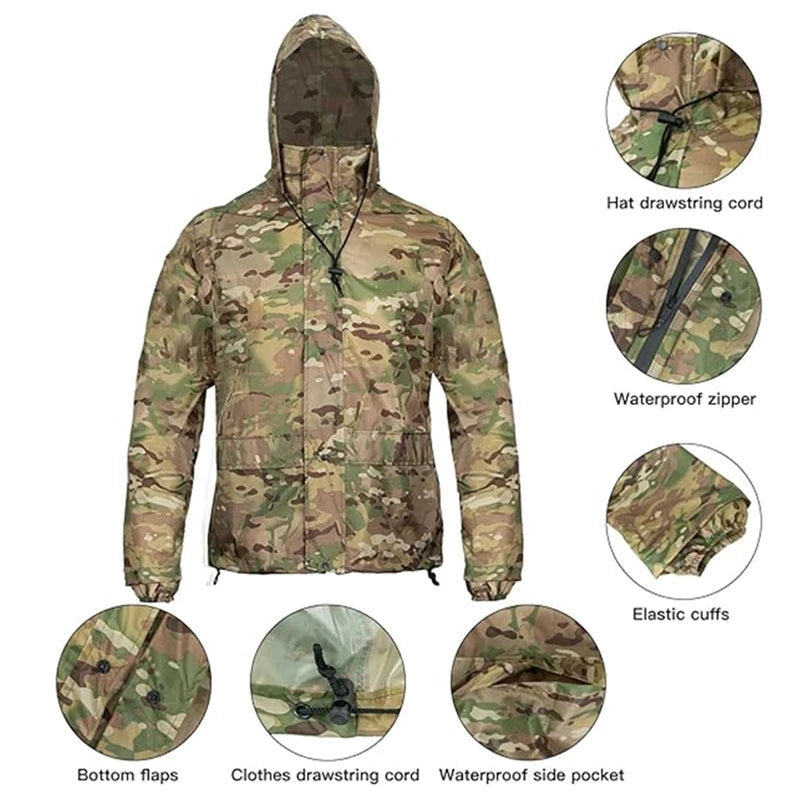 Waterproof Hiking Fishing Hooded Rainwear