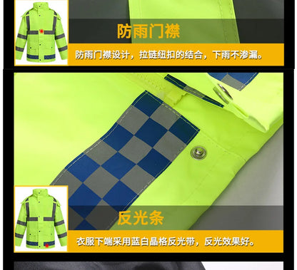 Reflective Fluorescent Green Raincoat Pants Set