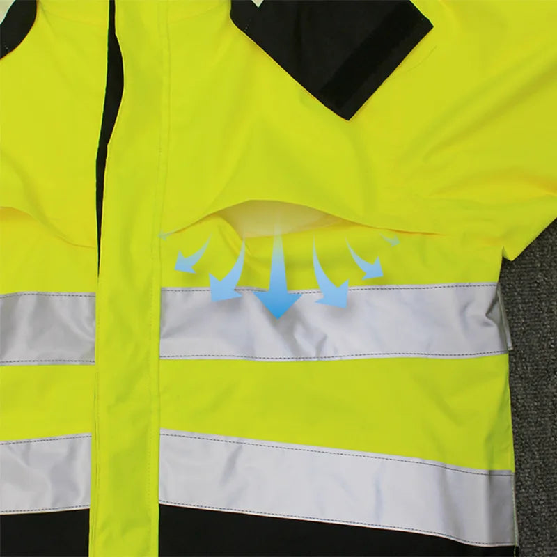 High Visibility Reflective Raincoat and Pants Waterproof Safety Workwear