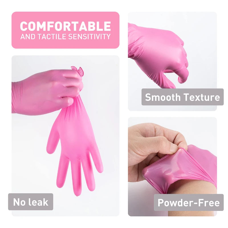 Durable Pink Nitrile Gloves