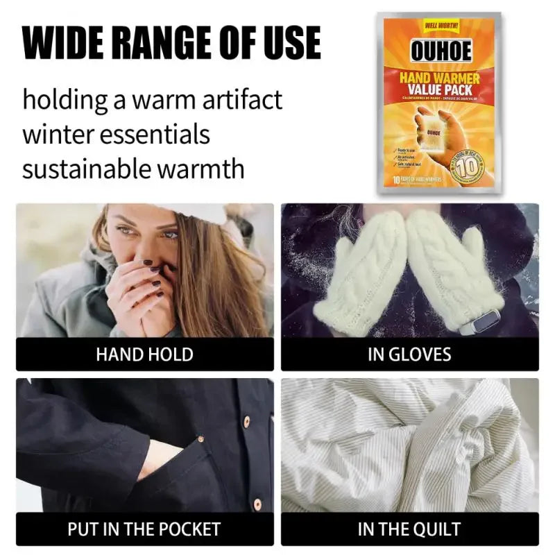 Disposable Hand Warmers - Self-Heating Adhesive Heat Pack